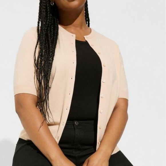 Torrid Everyday Soft Cardigan Short Sleeve Crewneck Sweater - Picture 1 of 3